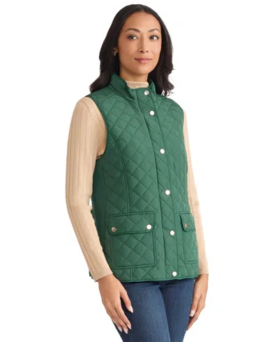 Jones New York Petite Patch Pocket Vest In Green