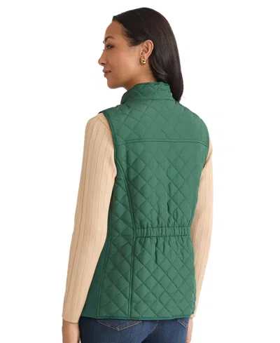 Jones New York Petite Patch Pocket Vest In Green