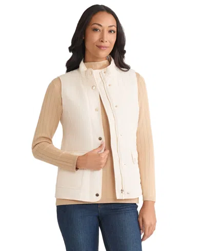 Jones New York Petite Patch Pocket Vest In White