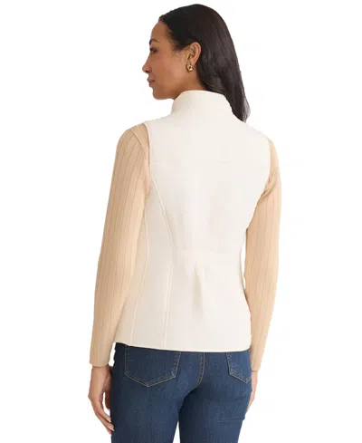 Jones New York Petite Patch Pocket Vest In White