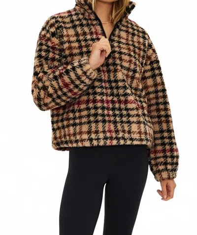 Beach Riot Leona Fleece Half Zip Sweatshirt In Midnight Houndstooth In Multi