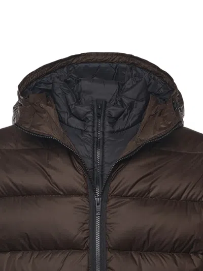 Fay Double-front Down Jacket In Calendered Poplin In Brown