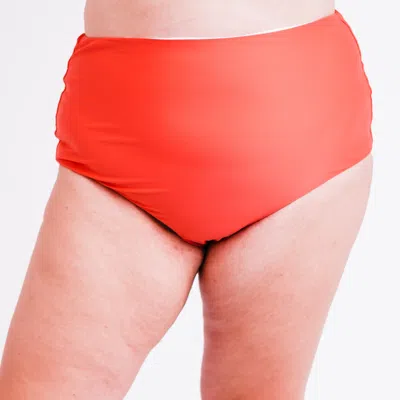 Calypsa Women's Plus Full Coverage High Waisted Bikini Bottom In Pink