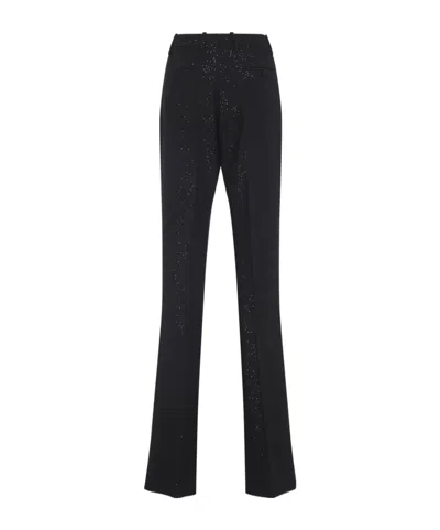 Tom Ford Sequined Wool Blend Crepe Tailored Straight Pants In Black