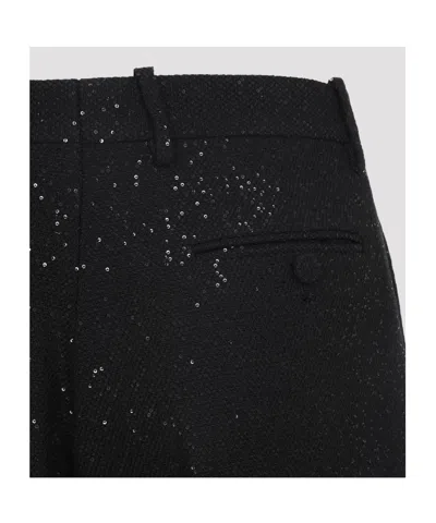 Tom Ford Sequined Wool Blend Crepe Tailored Straight Pants In Black