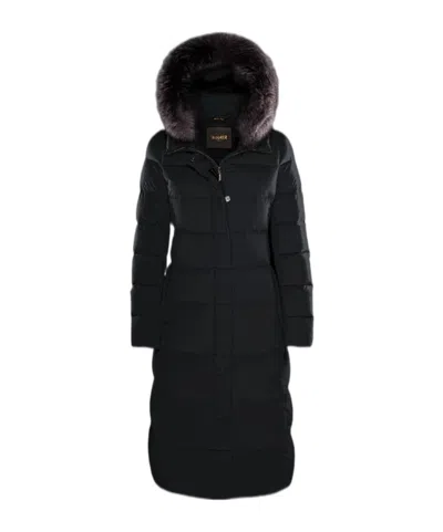 Moorer Padded Quilted Jacket Removable Hood In Black