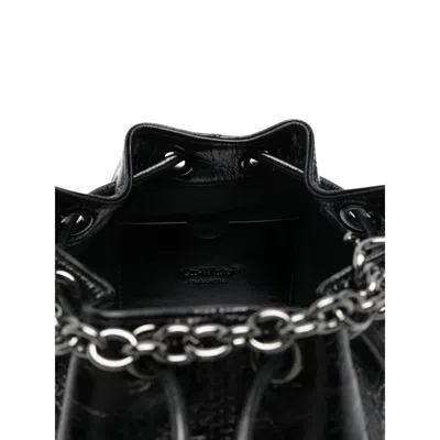Off-white Chain Strap Bucket Bag Pockets In Black