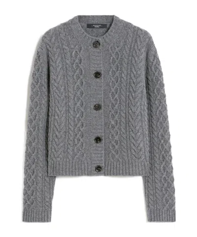 Weekend Max Mara Long-sleeved Wool Cardigan In Gray