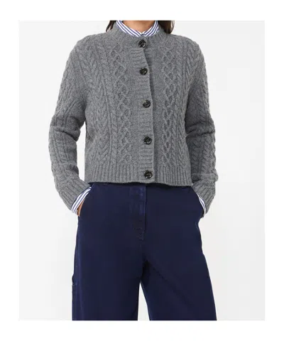 Weekend Max Mara Long-sleeved Wool Cardigan In Gray