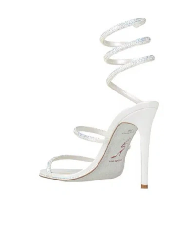 René Caovilla Cleo 105 Crystal-embellished Satin Sandals In White
