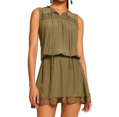 Ramy Brook Irma Sleeveless Embroidered Mini Dress In Olive Green In Green