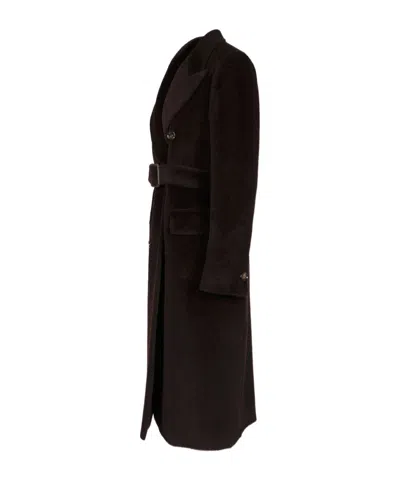 Tagliatore Double-breasted Coat In Brown