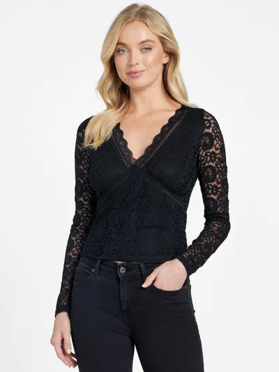 Guess Factory Cassandra Lace Top In Black