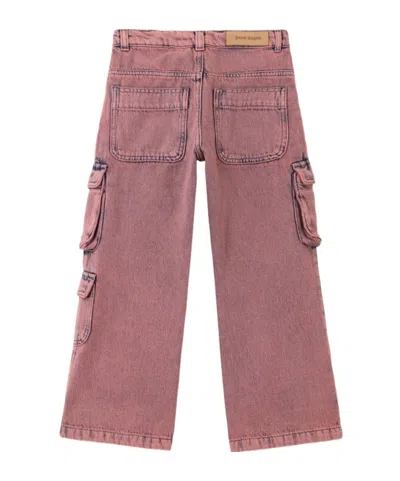 Palm Angels Overdye Wide-leg Cargo Denim Pants In Pink