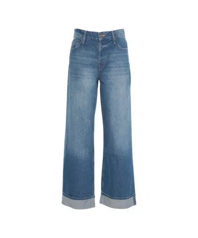 Mother Relaxed-fit Medium Blue Jeans With Cuffed Hems In Blue