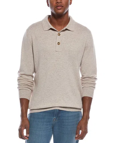 Kier + J Mixed Stitch Wool & Cashmere-blend Polo Sweater In Neutral