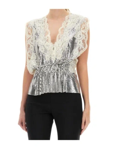 Rabanne Lace Sequin-embellished Sleeveless Top In Gray
