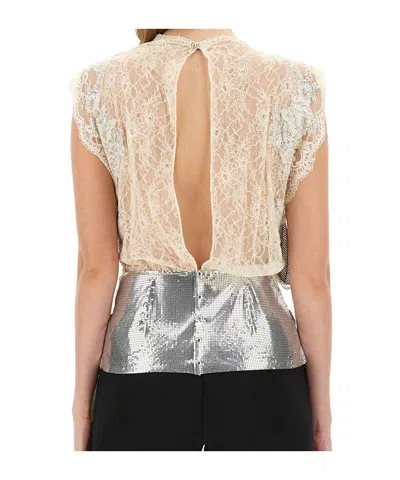 Rabanne Lace Sequin-embellished Sleeveless Top In Gray