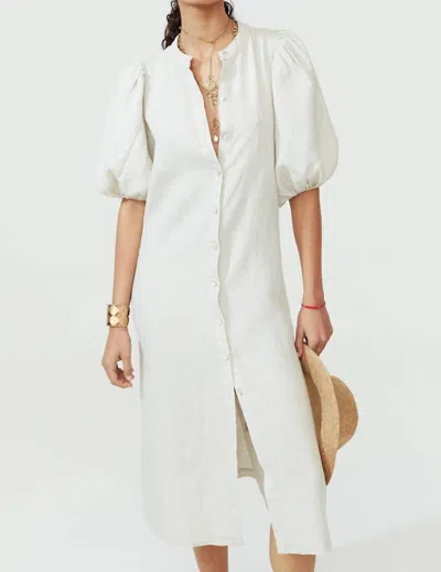 Lanhtropy Bubble Linen Dress In Natural In White