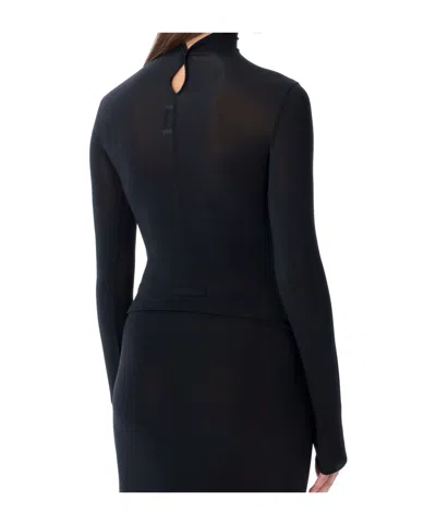 Jean Paul Gaultier Long-sleeve High-neck Body With Lingerie Details In Black