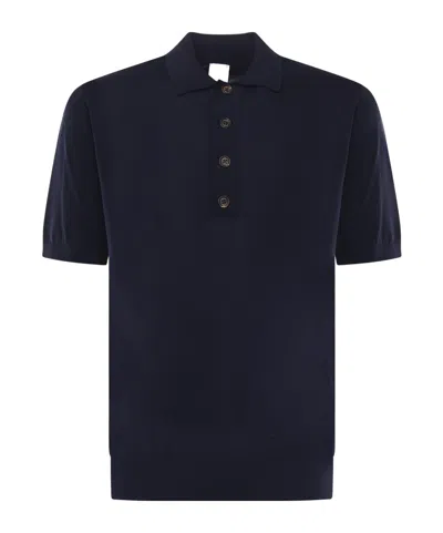 Eleventy Cotton And Cashmere Polo Shirt In Blue