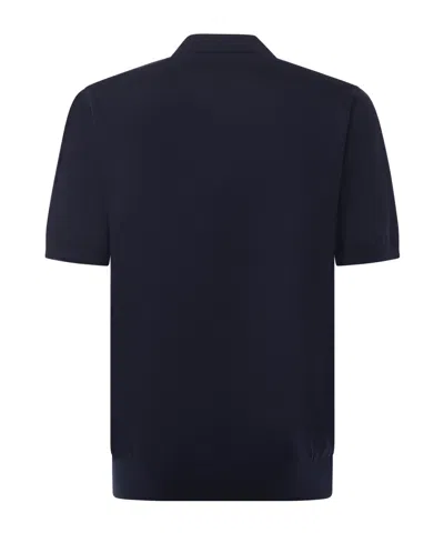 Eleventy Cotton And Cashmere Polo Shirt In Blue