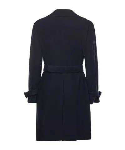 Eleventy Belted Double-breasted Trench Coat In Blue