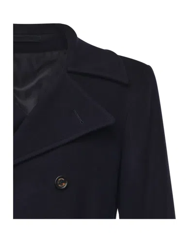 Eleventy Belted Double-breasted Trench Coat In Blue