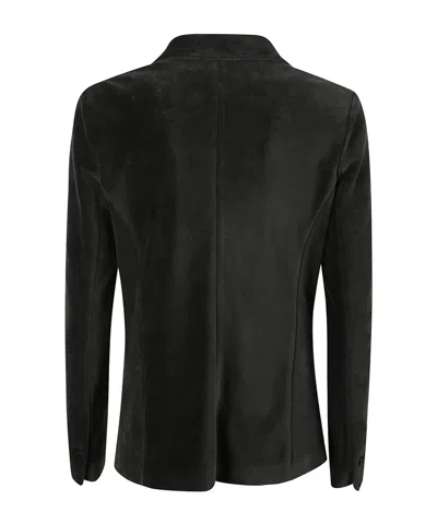 Circolo 1901 Tailored Black Velvet Blazer With Notch Lapel And Buttoned Cuffs In Black