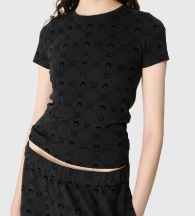 Marine Serre Short-sleeved Fitted T-shirt In Black