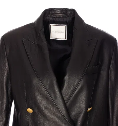 Tagliatore Double-breasted V-neck Long Sleeve Jacket In Black