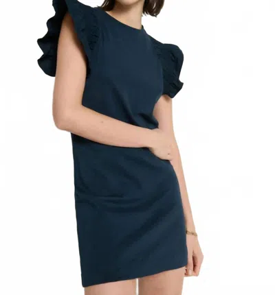 Nation Ltd Ellis Ruffle Sleeve Mini Dress In Navy Blue In Blue