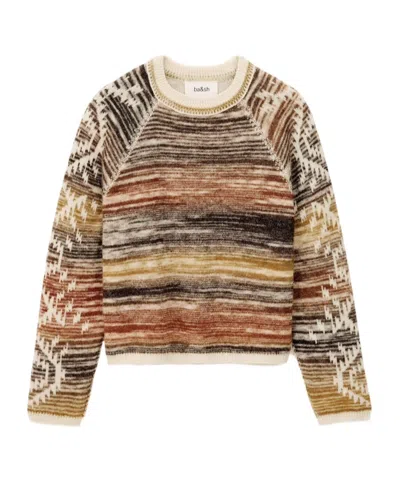 Bash Intarsia Crew Neck Sweater In Brown