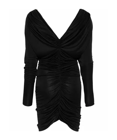 Atlein Satin Midi Dress In Black