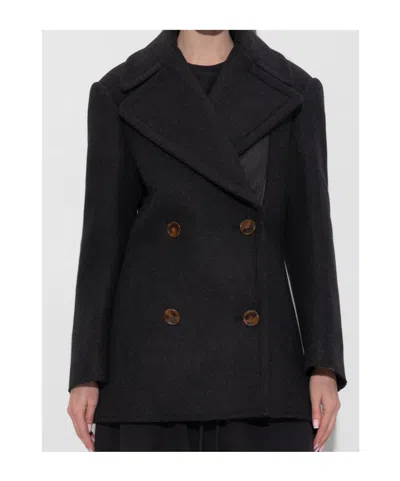 Lanvin Double-breasted Coat In Black