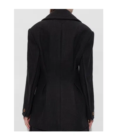 Lanvin Double-breasted Coat In Black