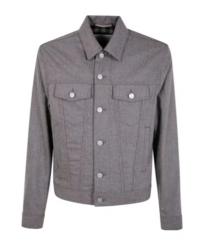Jacob Cohen Long Sleeve Trucker Jacket With Adjustable Waist In Gray