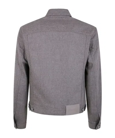 Jacob Cohen Long Sleeve Trucker Jacket With Adjustable Waist In Gray
