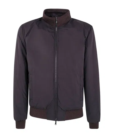 Barba Napoli Ribbed Leather Jacket In Brown