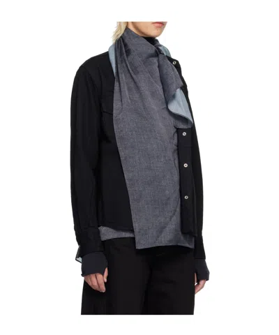 Sacai Satin Denim Shirt In Black
