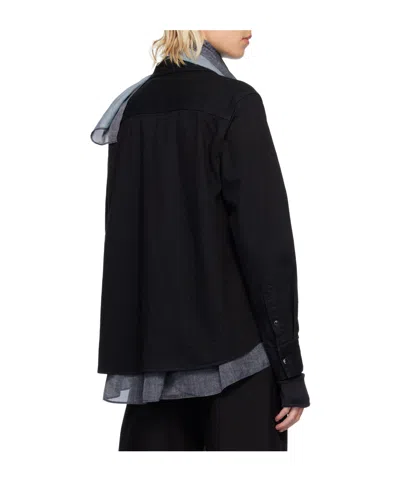 Sacai Satin Denim Shirt In Black