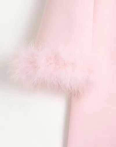 Valentino Crepe Couture Dress With Feathers In Pink