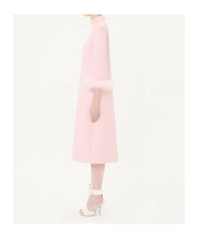 Valentino Crepe Couture Dress With Feathers In Pink