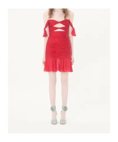 Valentino Chiffon Short Dress Woman Paris 42 In Red