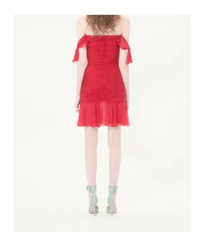 Valentino Chiffon Short Dress Woman Paris 42 In Red