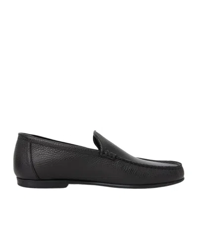 Bally Grained Leather Loafers In Black