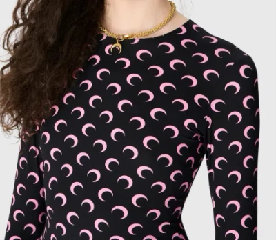 Marine Serre Moon Printed Jersey Long Sleeve Crewneck Top In Multi