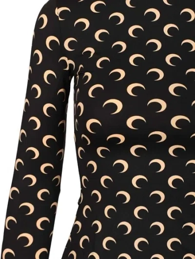 Marine Serre Moon Printed Jersey Ls Crewneck Top Tops Black In Black