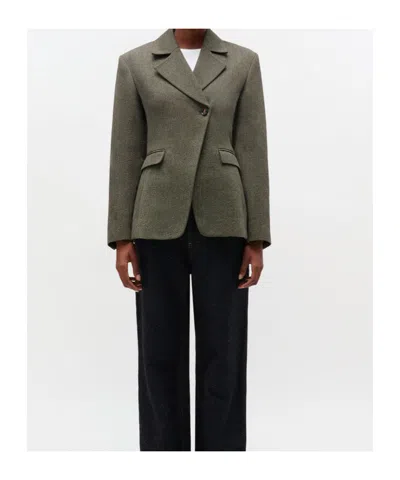 Ganni Green Mouline Blazer In Green