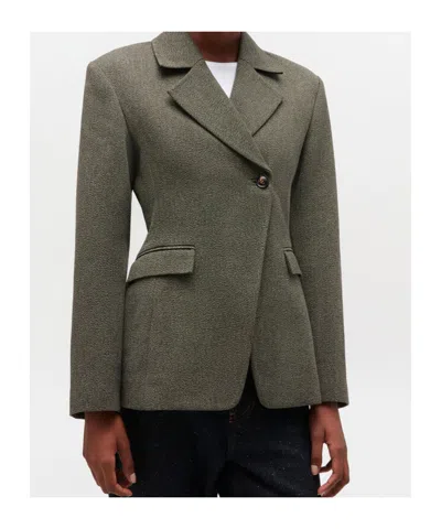 Ganni Green Mouline Blazer In Green